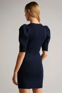 Ted Baker Dk-Blue Dollra Scoop Neck Bodycon Dress -Tedbaker Sales 2024 unnamed file 1043