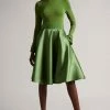 Ted Baker Green Zadi Knitted Frill Full Skirt Dress -Tedbaker Sales 2024 unnamed file 1047