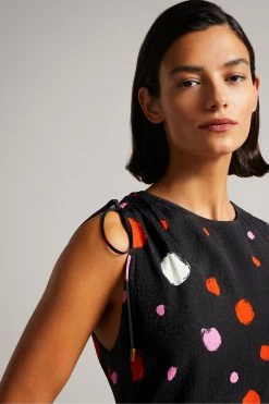 Ted Baker Black Lizzzee Ruched Side Detail Midi Dress -Tedbaker Sales 2024 unnamed file 1069