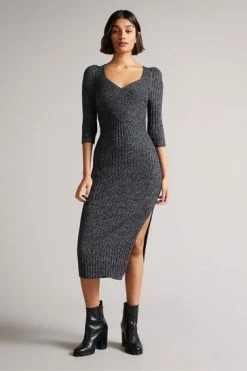 Ted Baker Chelsiy Black Sweetheart Neckline Knitted Dress -Tedbaker Sales 2024 unnamed file 1098