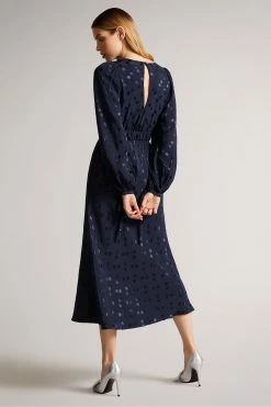 Ted Baker Livela Dk-Blue Spot Jacquard Midaxi Dress -Tedbaker Sales 2024 unnamed file 1100