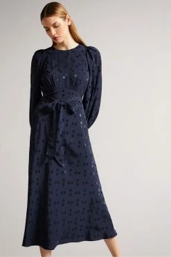 Ted Baker Livela Dk-Blue Spot Jacquard Midaxi Dress -Tedbaker Sales 2024 unnamed file 1101