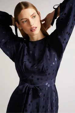 Ted Baker Livela Dk-Blue Spot Jacquard Midaxi Dress -Tedbaker Sales 2024 unnamed file 1102