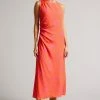 Ted Baker Deep-Pink Luissaa Ruched Side Detail Midi Dress -Tedbaker Sales 2024 unnamed file 1105