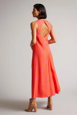 Ted Baker Deep-Pink Luissaa Ruched Side Detail Midi Dress -Tedbaker Sales 2024 unnamed file 1106