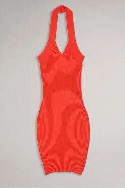 Ted Baker Mirelle Orange Bodycon Halter Knit Dress -Tedbaker Sales 2024 unnamed file 1151