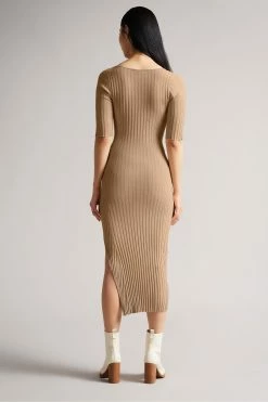 Ted Baker Brown Kiierra Lt-Brown Low Back Detail Knit Dress -Tedbaker Sales 2024 unnamed file 1160