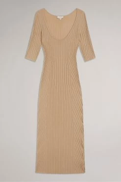 Ted Baker Brown Kiierra Lt-Brown Low Back Detail Knit Dress -Tedbaker Sales 2024 unnamed file 1166