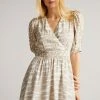 Ted Baker Rosaana Brown Puff Sleeve Wrap Mini Dress -Tedbaker Sales 2024 unnamed file 1169