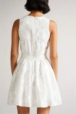 Ted Baker White Maylee Flippy Mini Dress With Neck Tie -Tedbaker Sales 2024 unnamed file 1235