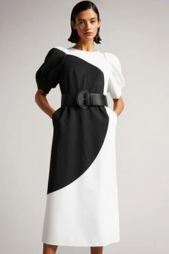 Ted Baker Semona White Belted Large Spot Print Midi Dress -Tedbaker Sales 2024 unnamed file 1246