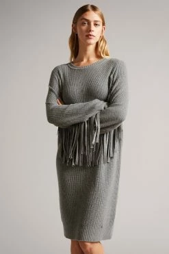 Ted Baker Friidah Grey Cocoon Shape Knitted Dress