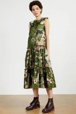 Ted Baker Norflk Green Camo Collar Dress