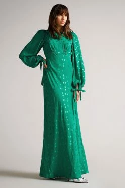 Ted Baker Mid-Green Tallyia Maxi Dress With Seam Detailing