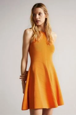 Ted Baker Orange Rayon Flippy Knit Dress -Tedbaker Sales 2024 unnamed file 1316