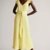 Ted Baker Yellow V-Neck Bias Cut Midi Dress -Tedbaker Sales 2024 unnamed file 1317