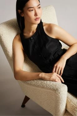 Ted Baker Black Button Through Racer Back Midi Dress -Tedbaker Sales 2024 unnamed file 1332