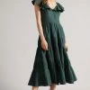 Ted Baker Teal-Blue Iveth Exaggerated Ruffle Midi Dress -Tedbaker Sales 2024 unnamed file 1335