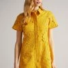 Ted Baker Yellow Mini Lace With Oversized Pockets Shirt Dress -Tedbaker Sales 2024 unnamed file 1349