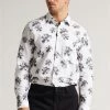 Ted Baker White Milhill Long Sleeve Photographic Magnolia Print Shirt -Tedbaker Sales 2024 unnamed file 1382