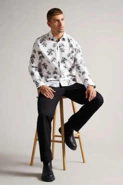 Ted Baker White Milhill Long Sleeve Photographic Magnolia Print Shirt -Tedbaker Sales 2024 unnamed file 1385