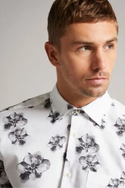 Ted Baker White Milhill Long Sleeve Photographic Magnolia Print Shirt -Tedbaker Sales 2024 unnamed file 1386