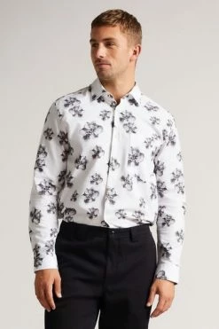 Ted Baker White Milhill Long Sleeve Photographic Magnolia Print Shirt -Tedbaker Sales 2024 unnamed file 1387