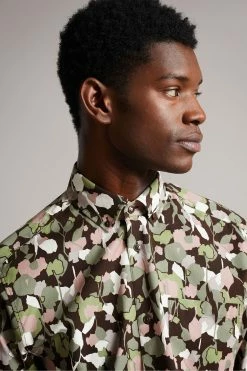 Ted Baker Poplar Brown Long Sleeve Abstract Floral Print Shirt -Tedbaker Sales 2024 unnamed file 1391