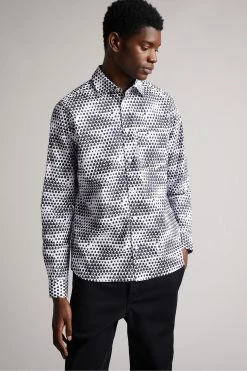 Ted Baker White Hundon Long Sleeve Geo Tile Print Shirt
