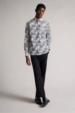 Ted Baker White Hundon Long Sleeve Geo Tile Print Shirt -Tedbaker Sales 2024 unnamed file 1403