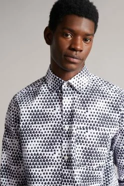 Ted Baker White Hundon Long Sleeve Geo Tile Print Shirt -Tedbaker Sales 2024 unnamed file 1404