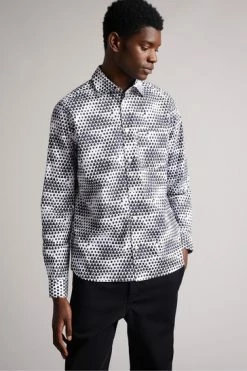 Ted Baker White Hundon Long Sleeve Geo Tile Print Shirt -Tedbaker Sales 2024 unnamed file 1406