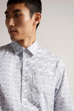 Ted Baker Grey Retrow Long Sleeve Multi Scale Geo Print Shirt -Tedbaker Sales 2024 unnamed file 1422