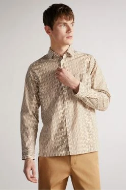 Ted Baker Ruskin Tan Ls Retro Print Shirt