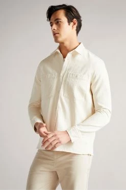 Ted Baker Enfield Ecru White Long Sleeved Denim Overshirt -Tedbaker Sales 2024 unnamed file 1447