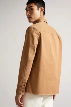 Ted Baker Leytun Tan Long Sleeve Twill Shacket -Tedbaker Sales 2024 unnamed file 1458