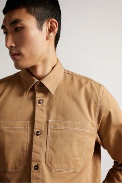 Ted Baker Leytun Tan Long Sleeve Twill Shacket -Tedbaker Sales 2024 unnamed file 1460