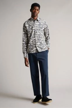 Ted Baker Annex Grey Long Sleeve Zebra Print Shirt -Tedbaker Sales 2024 unnamed file 1467