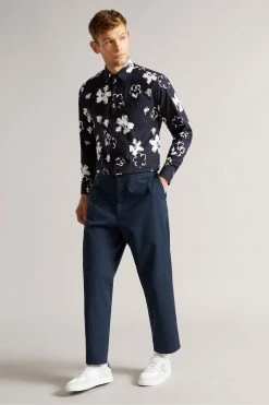 Ted Baker Navy Sevlo Long Sleeve Floral Print Shirt -Tedbaker Sales 2024 unnamed file 1492