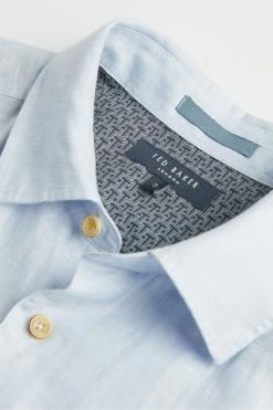 Ted Baker Blue Civiche Plain Linen Blend Shirt -Tedbaker Sales 2024 unnamed file 1503