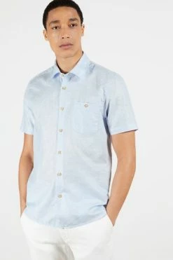 Ted Baker Blue Civiche Plain Linen Blend Shirt -Tedbaker Sales 2024 unnamed file 1504