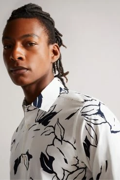 Ted Baker Ashlo White Long Sleeve Floral Outline Printed Shirt -Tedbaker Sales 2024 unnamed file 1509
