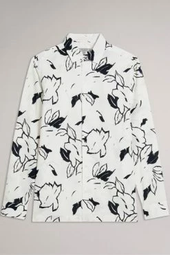 Ted Baker Ashlo White Long Sleeve Floral Outline Printed Shirt -Tedbaker Sales 2024 unnamed file 1513