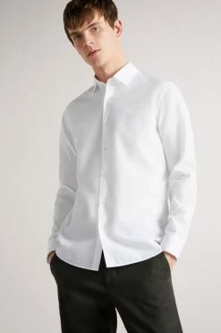 Ted Baker Men White Sonikk Long Sleeve Tonal Poplin Shirt -Tedbaker Sales 2024 unnamed file 1525