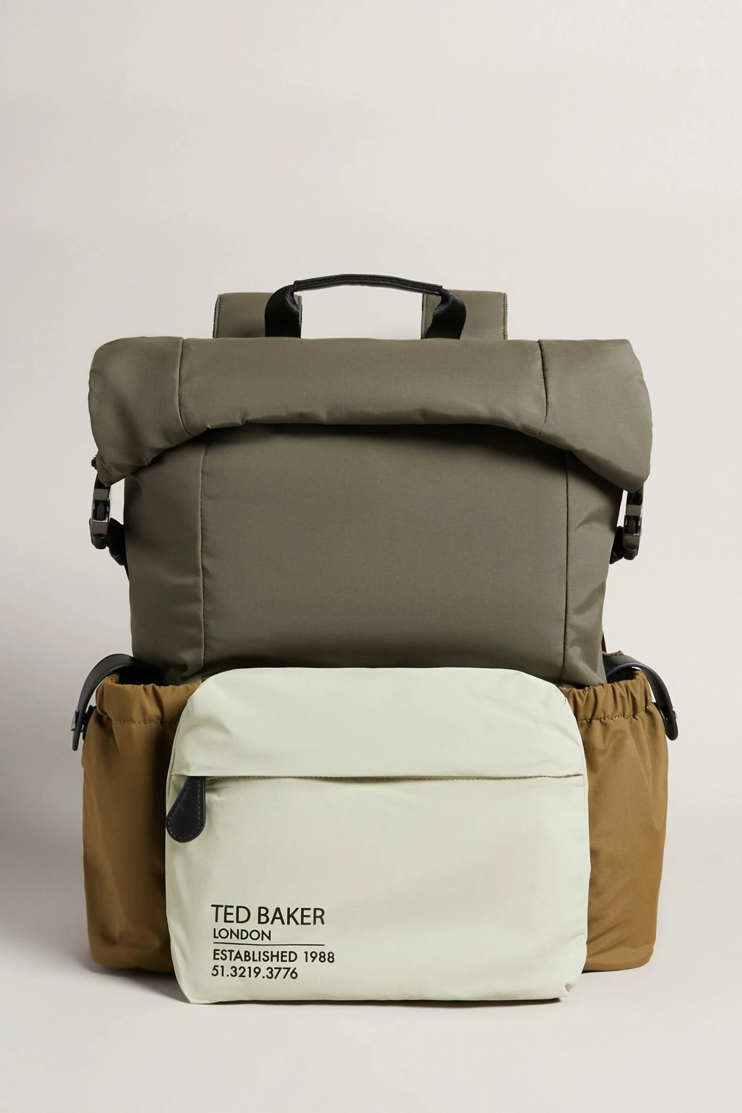 Ted Baker Fredd Khaki Green Colourblock Backpack 3 Ted Baker Fredd Khaki Green Colourblock Backpack
