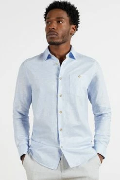 Ted Baker Blue Sauss Linen Blend Shirt -Tedbaker Sales 2024 unnamed file 1552