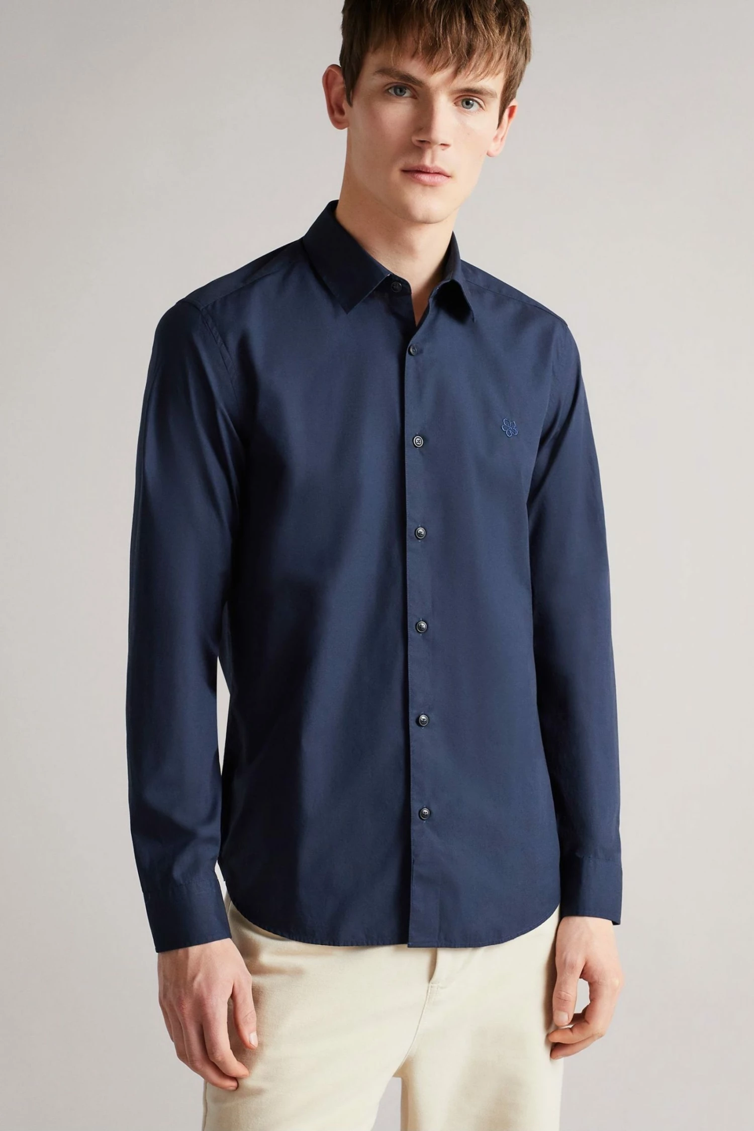 Ted Baker Blue Sonikk Long Sleeve Tonal Poplin Shirt 3 Ted Baker Blue Sonikk Long Sleeve Tonal Poplin Shirt