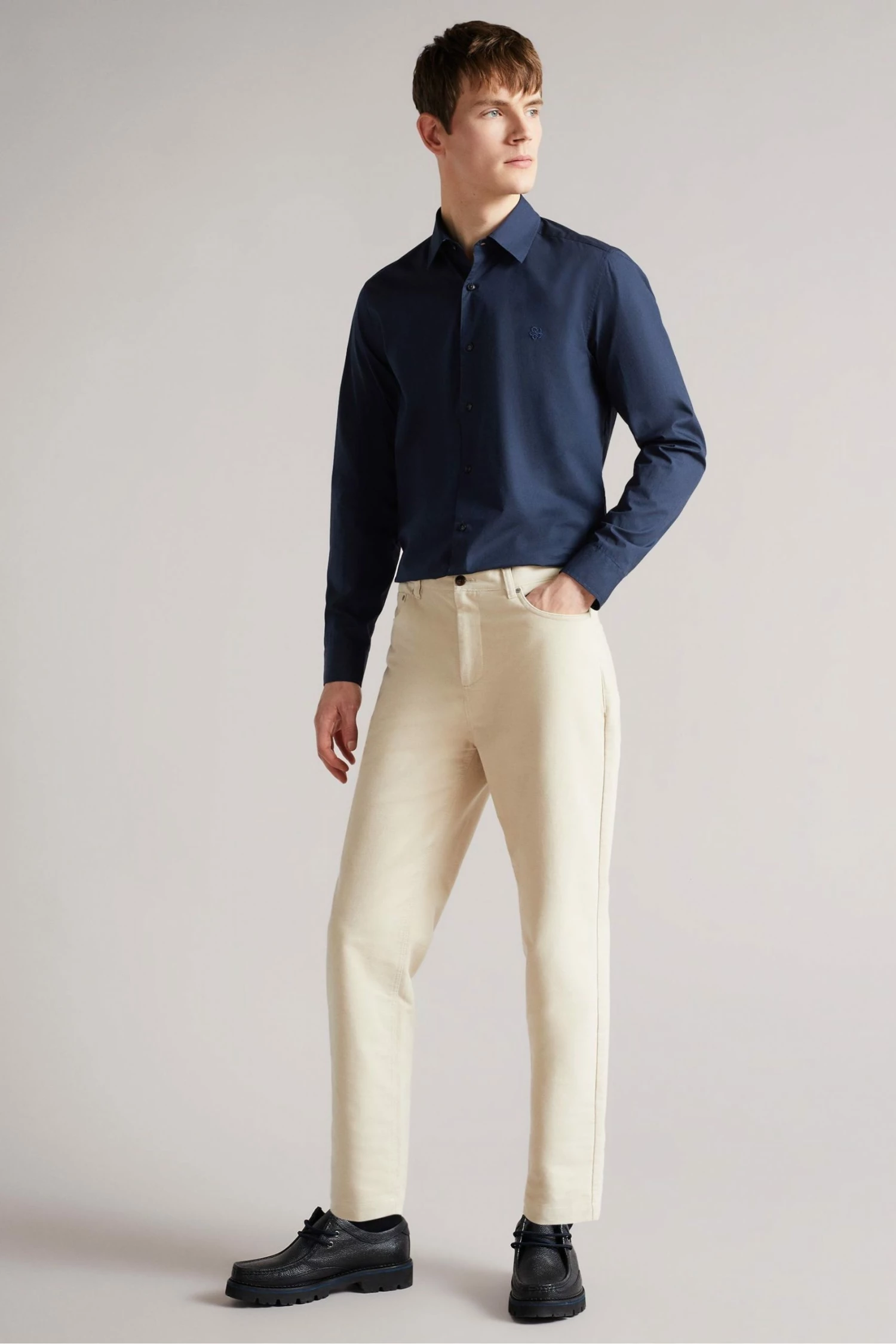Ted Baker Blue Sonikk Long Sleeve Tonal Poplin Shirt 5 Ted Baker Blue Sonikk Long Sleeve Tonal Poplin Shirt - Image 3