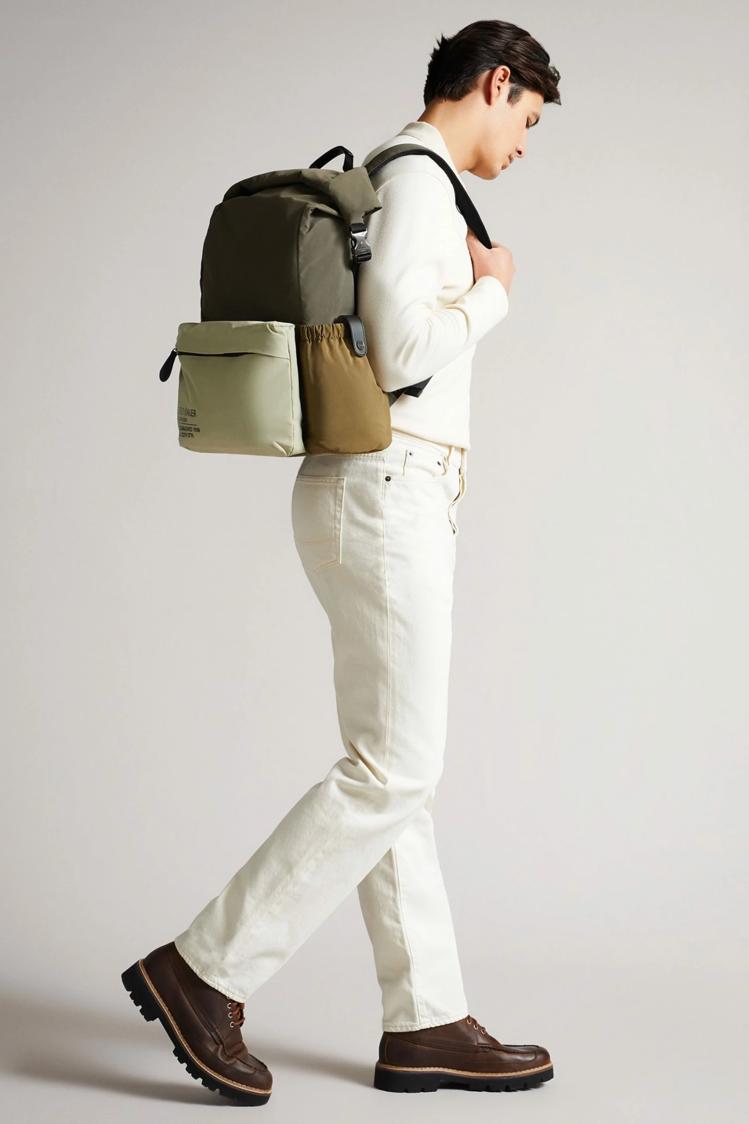 Ted Baker Fredd Khaki Green Colourblock Backpack 7 Ted Baker Fredd Khaki Green Colourblock Backpack - Image 5
