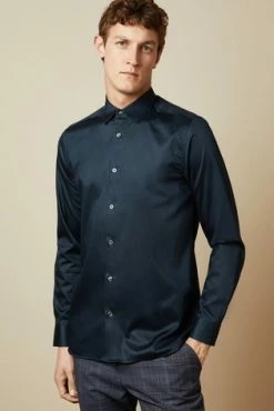 Ted Baker Blue Bobcut Cotton Plain Shirt -Tedbaker Sales 2024 unnamed file 1576